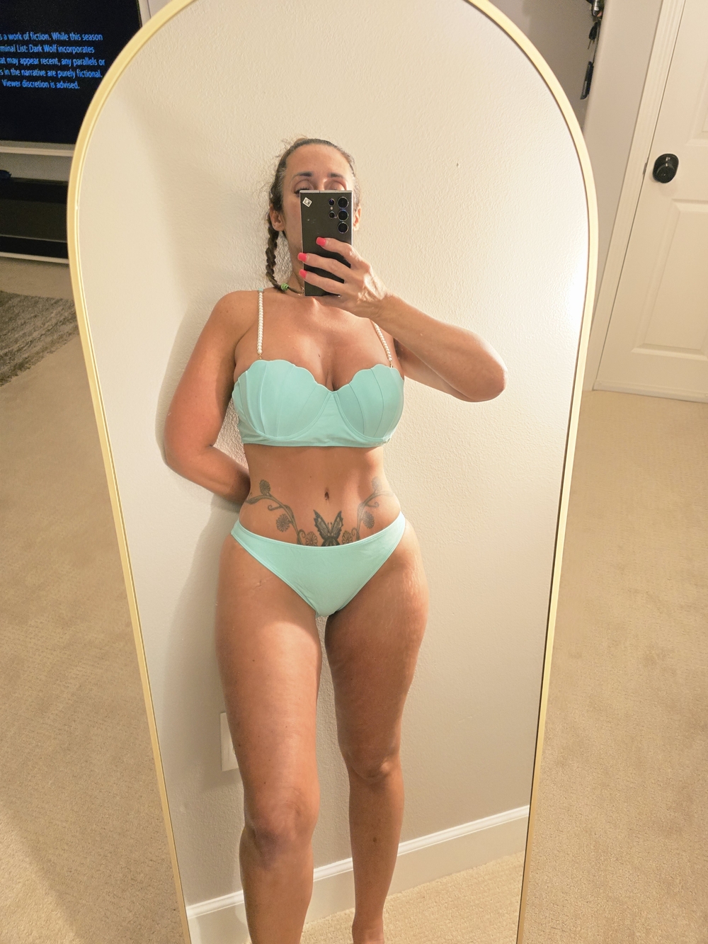 Pg11 Light Aqua Two-Piece Bikini Set with Sheer Skirt - Picture 10 of 11